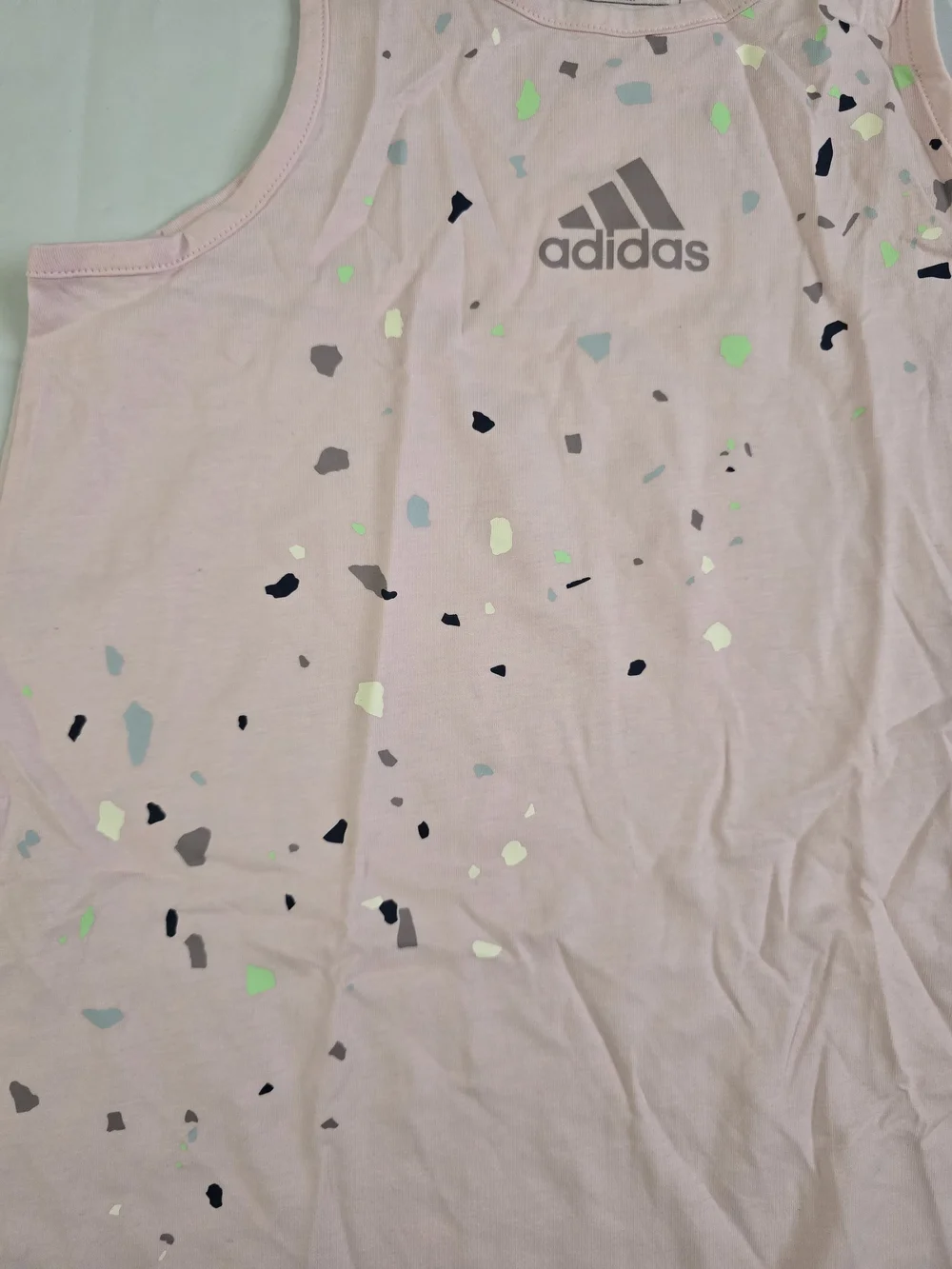 adidas 2 Pack Pink& White Splatter Tank Top M Lightweight 100% Cotton Crew N NWT